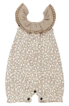 L'ovedbaby Print Ruffled Organic Cotton Bubble Romper In Oatmeal Ditsy Floral