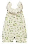L'ovedbaby Print Ruffled Organic Cotton Bubble Romper In Stone Botanica