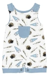 L'ovedbaby Print Sleeveless Organic Cotton Pocket Romper In Let's Go