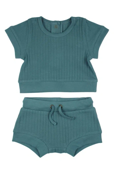 L'ovedbaby Babies' Rib Organic Cotton T-shirt & Shorts Set In Oasis