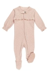 L'ovedbaby Smocked Organic Cotton Zip Footie In Rosewater Dots