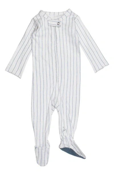L'ovedbaby Babies' Stripe Fitted One-piece Organic Cotton Footie Pyjamas In Pool Pinstripe