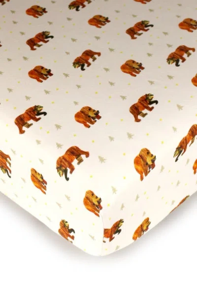 L'ovedbaby X The Very Hungry Caterpillar Print Fitted Organic Cotton Crib Sheet In Brown Bear