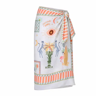 Loveist Mağazasi Women's Blue Alegrino Summer Vibes Printed Pareo – Lightweight Sarong In Multi