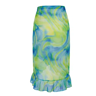 Loveist Mağazasi Women's Blue / Green Estera Frilly Sarong Preo In Multi