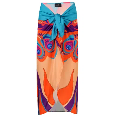 Loveist Mağazasi Women's Larache Butterfly Printed Multicolor  Satin Pareo Sarong