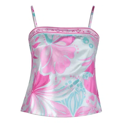 Loveist Mağazasi Women's Linda Pink Tropical Camisole Top – Adjustable Strap Lightweight Summer Blouse
