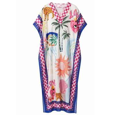 Loveist Mağazasi Women's Mercy Tropical Graphic Pop Linen-feel Kaftan Abaya In Multi