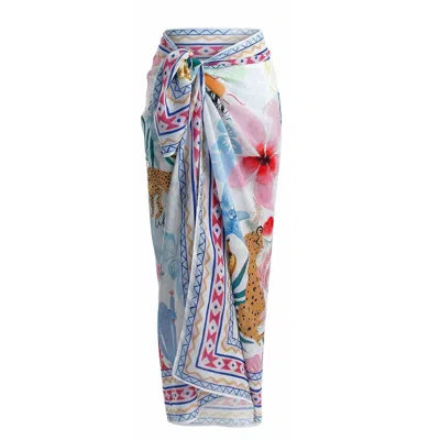 Loveist Mağazasi Women's Nancy Bloom Chiffon Pareo – Lightweight Luxury Beach Sarong Cover Up In Multi
