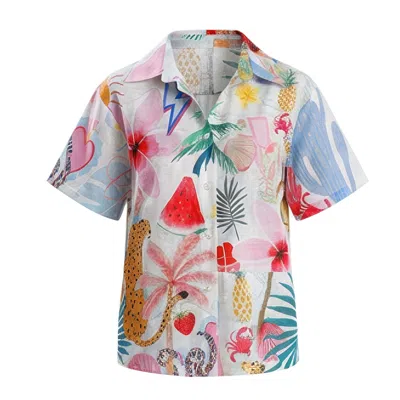 Loveist Mağazasi Women's Nancy Playful Printed Resort Short Sleeve Shirt