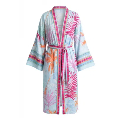 Loveist Mağazasi Women's Palma Tropical Print Belted Resort Kimono
