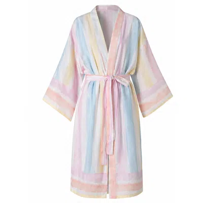 Loveist Mağazasi Women's Pastel Stripe Linen-feel Kimono In Multi