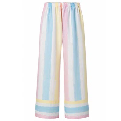 Loveist Mağazasi Women's Pastel Stripe Relaxed Fit Trousers In Multi