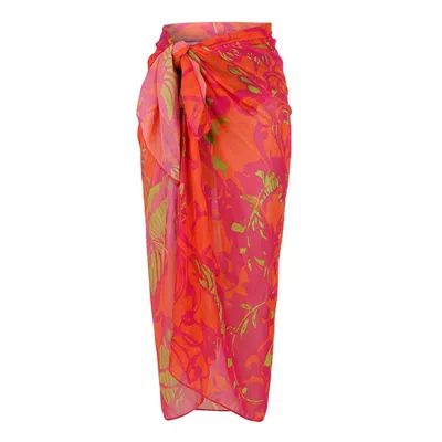 Loveist Mağazasi Women's Pink Orneta Abstract Patterned Sarong Pareo - Cover Up