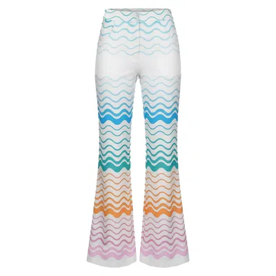 Loveist Mağazasi Women's White Solana Statement Print Wide-leg Trousers