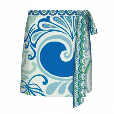 Loveist Store Women's Blue Venice Short Wrap Skirt