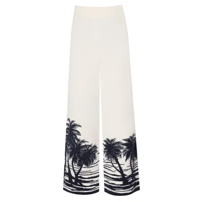 Loveist Store Women's Blue / White The Palm Trouser In Multi
