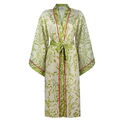 Loveist Store Women's Del Amo Oil Green Kimono