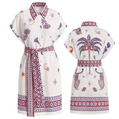 Loveist Store Women's Morocco Linen Blend Belted Shirt Dress