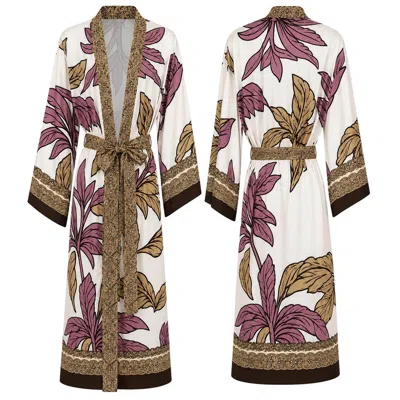 Loveist Store Women's Nomad Jacquard Satin Kimono