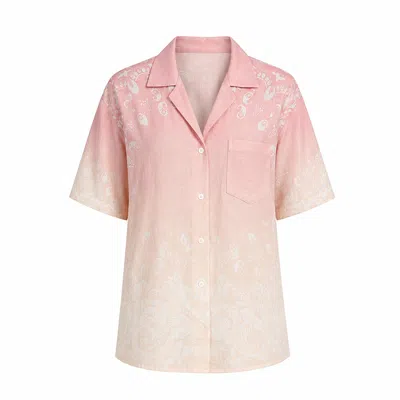 Loveist Store Women's Pink The Soley Linen Textured Shirt Co-ord Set