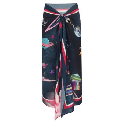 Loveist Store Women's Spazio Cosmos Patterned Pareo Sarong In Blue