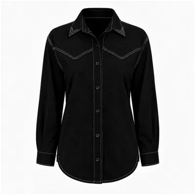 Loveist Store Women's Urban Western-inspired Stretch Shirt – Black
