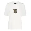 Loveist Store Women's White Tiger Embroidery Tshirt In White