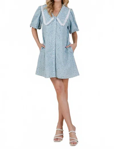 Lovelo Eyelet Dress In Baby Blue