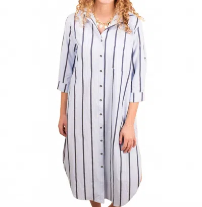 Lovelo Sun & Stripes Button-up Midi Dress In Beige