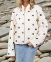 Lovelo Tory Flower Accent Puff Jacket In White In White
