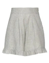 Lovelovelove You Woman Shorts & Bermuda Shorts Sage Green Size L Linen, Viscose In Sage Green