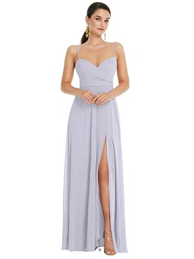 Lovely Adjustable Strap Wrap Bodice Maxi Dress With Front Slit In Purple