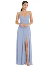LOVELY ADJUSTABLE STRAP WRAP BODICE MAXI DRESS WITH FRONT SLIT