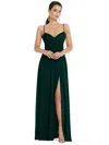 Lovely Strappy High Slit Chiffon Gown In Green