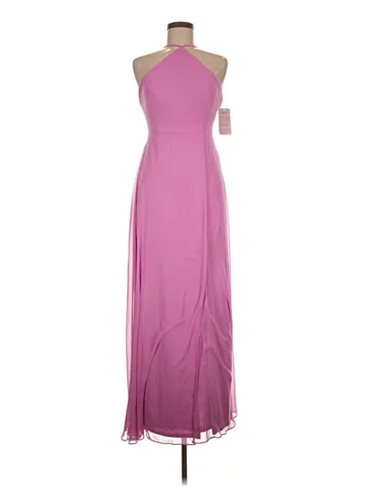 Lovely Dessy Collection Diamond Halter Maxi Dress With Adjustable Straps In Orchid Pink