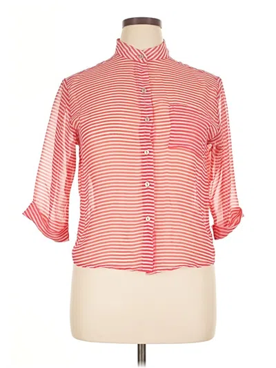 Pre-owned Lovely Day 3/4 Sleeve Button Down Shirt In Red