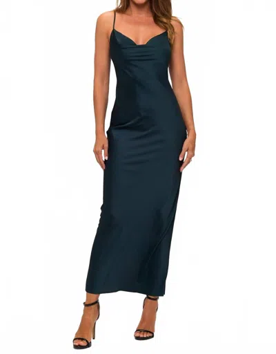 Lovely Day Cowl Neck Maxi Slip Dress In Dark Teal In Blue