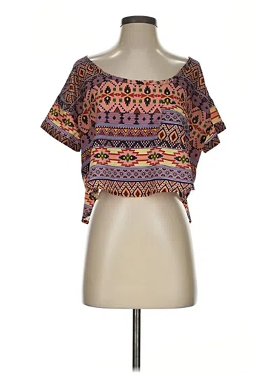 Pre-owned Lovely Day Short Sleeve Top Brown Square Neckline Tops