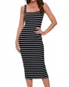 Lovely Day Stacie Striped Bodycon Midi Dress In Black/white In Multi