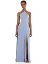 Lovely Diamond Halter Maxi Dress With Adjustable Straps In Sky Blue