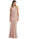 Lovely Draped Twist Halter Tie-back Trumpet Gown