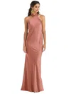 Lovely Draped Twist Halter Tie-back Trumpet Gown