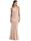 Lovely Draped Twist Halter Tie-back Trumpet Gown
