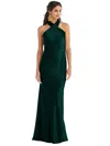 Lovely Draped Twist Halter Tie-back Trumpet Gown - Imogen In Green
