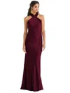 Lovely Draped Twist Halter Tie-back Trumpet Gown - Imogen In Red