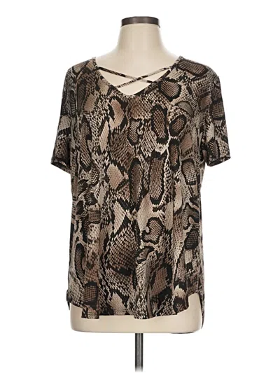 Pre-owned Lovely J Short Sleeve Blouse In Brown