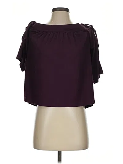 Pre-owned Lovely J Short Sleeve Blouse In Burgundy
