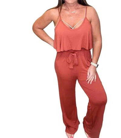 Lovely Melody Cami Jumpsuit In Terracotta In Pink