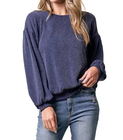 Lovely Melody Cassandra Rib Top In Navy In Blue